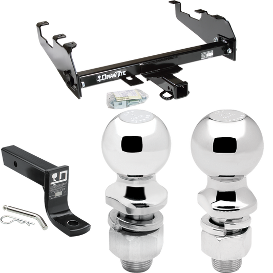 Fits 1963-1965 GMC 2500 Series Trailer Hitch Tow PKG w/ Ball Mount w/ 4" Drop + 2" Ball + 2-5/16" Ball (For w/Deep Drop Bumper Models) By Draw-Tite