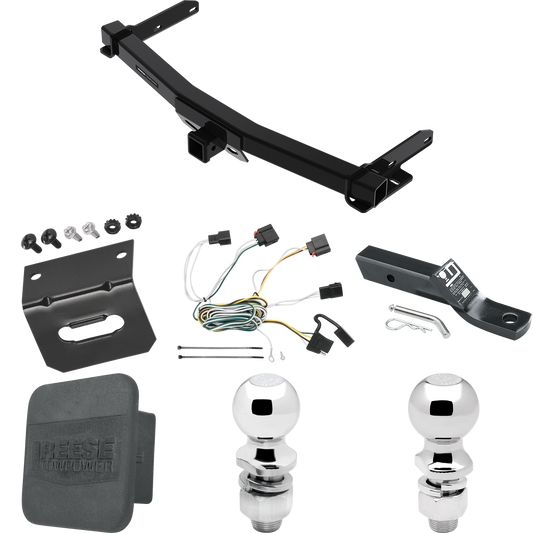 Fits 2011-2013 Jeep Grand Cherokee Trailer Hitch Tow PKG w/ 4-Flat Wiring + Ball Mount w/ 2" Drop + 2" Ball + 2-5/16" Ball + Wiring Bracket + Hitch Cover (For w/Removable OEM Fascia Panel Only Models) By Reese Towpower