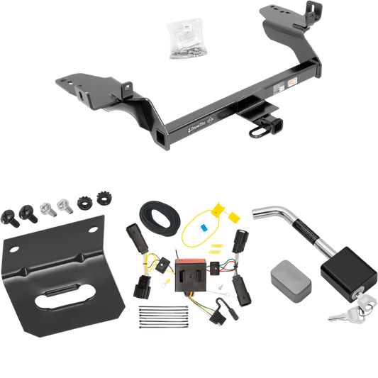 Se adapta al paquete de enganche de remolque Ford Escape 2013-2016 con arnés de cableado plano de 4 + soporte de cableado + bloqueo de enganche de Draw-Tite