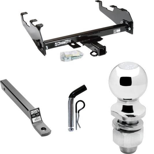 Fits 1963-1979 Ford F-350 Trailer Hitch Tow PKG w/ Extended 16" Long Ball Mount w/ 2" Drop + Pin/Clip + 2" Ball (For w/Deep Drop Bumper Models) By Draw-Tite