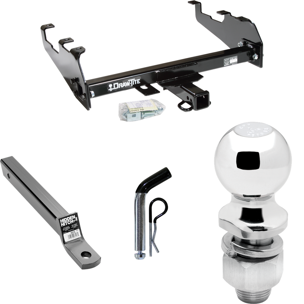 Fits 1997-1997 Ford F-350 Trailer Hitch Tow PKG w/ Extended 16" Long Ball Mount w/ 2" Drop + Pin/Clip + 2" Ball (For Heavy Duty, w/Deep Drop Bumper Models) By Draw-Tite