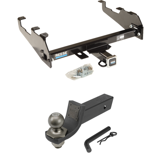 Fits 1999-2000 Ford F-350 Super Duty Trailer Hitch Tow PKG + Interlock Tactical Starter Kit w/ 2" Drop & 2" Ball (For Cab & Chassis, w/34" Wide Frames & w/Deep Drop Bumper Models) By Reese Towpower