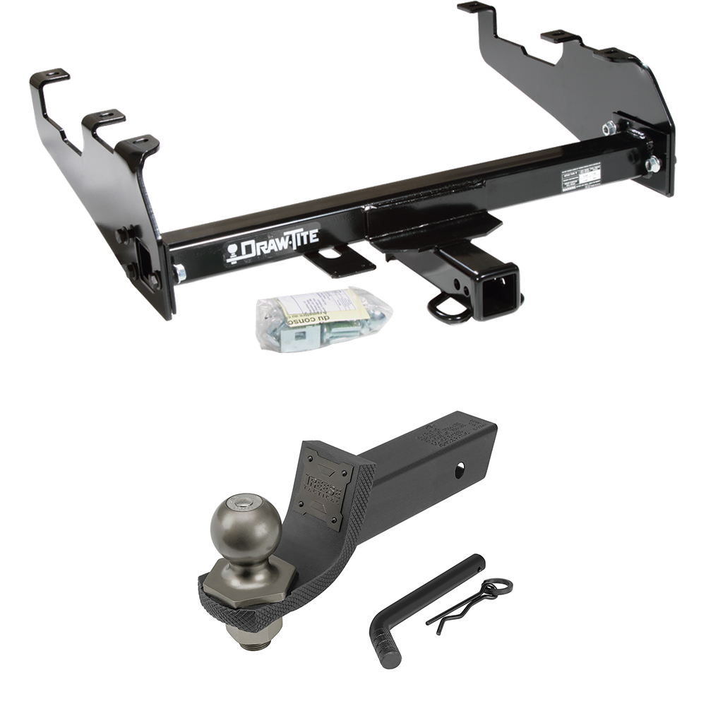 Fits 1987-1996 Ford F-250 Trailer Hitch Tow PKG + Interlock Tactical Starter Kit w/ 2" Drop & 2" Ball (For w/Deep Drop Bumper Models) By Draw-Tite