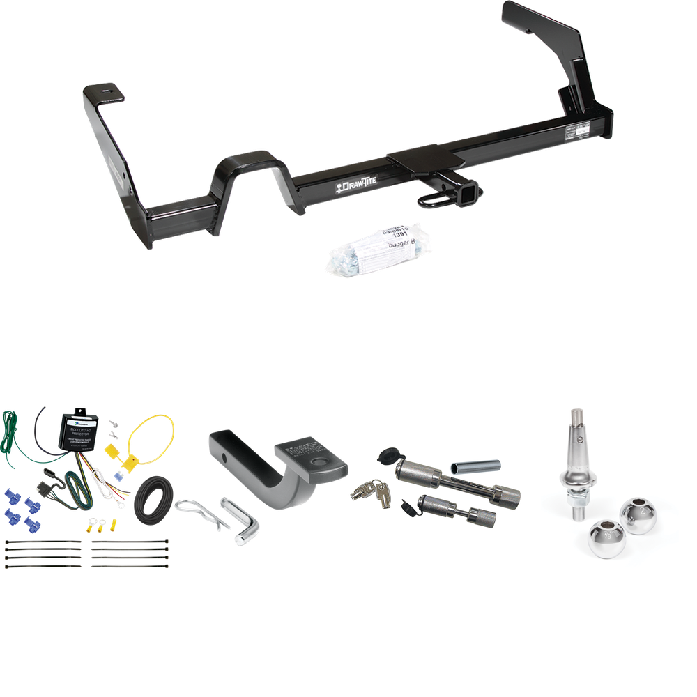 Fits 2000-2004 Subaru Legacy Trailer Hitch Tow PKG w/ 4-Flat Wiring Harness + Draw-Bar + Interchangeable 1-7/8" & 2" Balls + Dual Hitch & Coupler Locks (For Wagon, Except Outback Models) By Reese Towpower