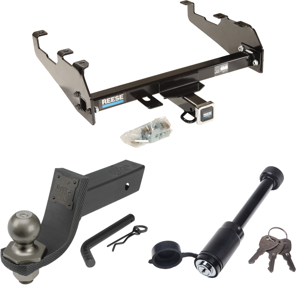 Fits 1963-1972 Chevrolet C20 Trailer Hitch Tow PKG + Interlock Tactical Starter Kit w/ 3-1/4" Drop & 2" Ball + Tactical Dogbone Lock (For w/Deep Drop Bumper Models) By Reese Towpower