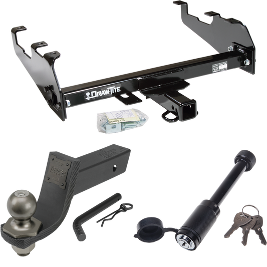 Fits 1981-1985 Dodge D350 Trailer Hitch Tow PKG + Interlock Tactical Starter Kit w/ 3-1/4" Drop & 2" Ball + Tactical Dogbone Lock (For w/Deep Drop Bumper Models) By Draw-Tite