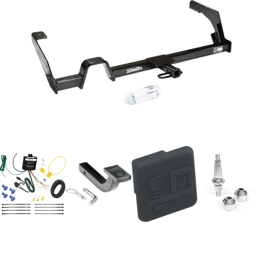 Fits 2000-2004 Subaru Legacy Trailer Hitch Tow PKG w/ 4-Flat Wiring Harness + Draw-Bar + Interchangeable 1-7/8" & 2" Balls + Hitch Cover (For Sedan, Except Outback Models) By Draw-Tite