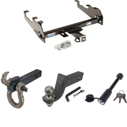 Fits 1979-1984 GMC C3500 Trailer Hitch Tow PKG + Interlock Tactical Starter Kit w/ 3-1/4" Drop & 2" Ball + Tactical Hook & Shackle Mount + Tactical Dogbone Lock (For w/Deep Drop Bumper Models) By Reese Towpower