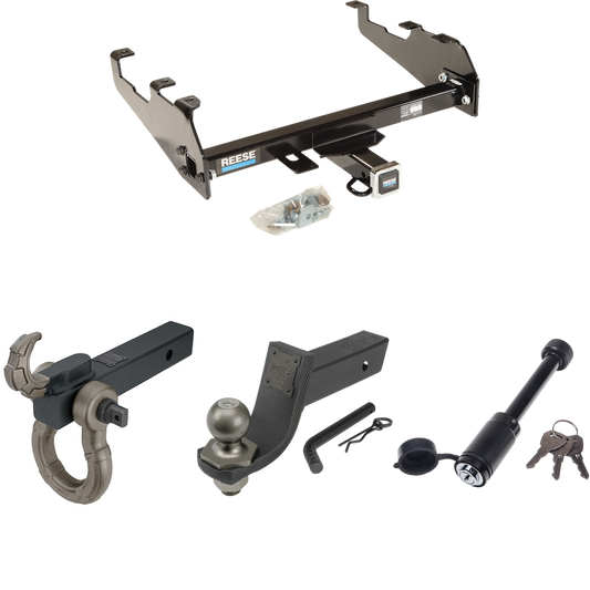 Fits 1975-1979 Ford F-150 Trailer Hitch Tow PKG + Interlock Tactical Starter Kit w/ 3-1/4" Drop & 2" Ball + Tactical Hook & Shackle Mount + Tactical Dogbone Lock (For w/Deep Drop Bumper Models) By Reese Towpower