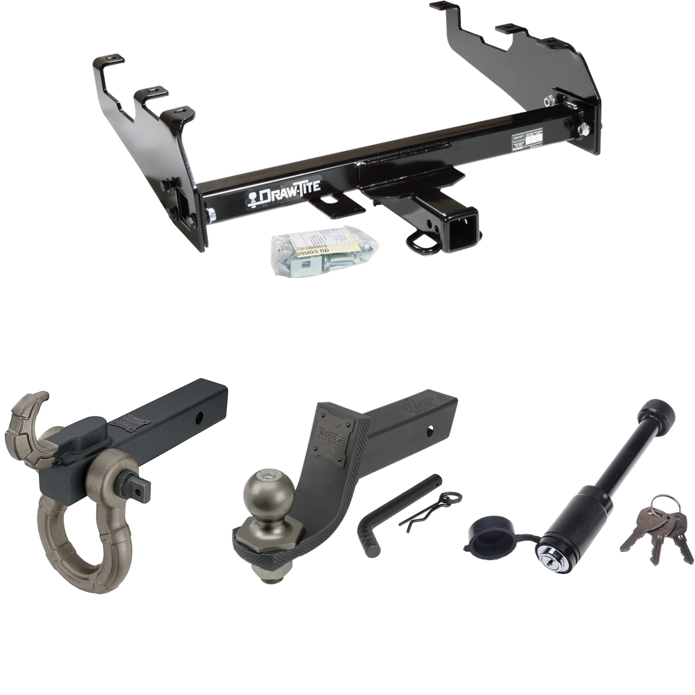 Fits 1967-1980 Dodge W200 Trailer Hitch Tow PKG + Interlock Tactical Starter Kit w/ 3-1/4" Drop & 2" Ball + Tactical Hook & Shackle Mount + Tactical Dogbone Lock (For w/Deep Drop Bumper Models) By Draw-Tite