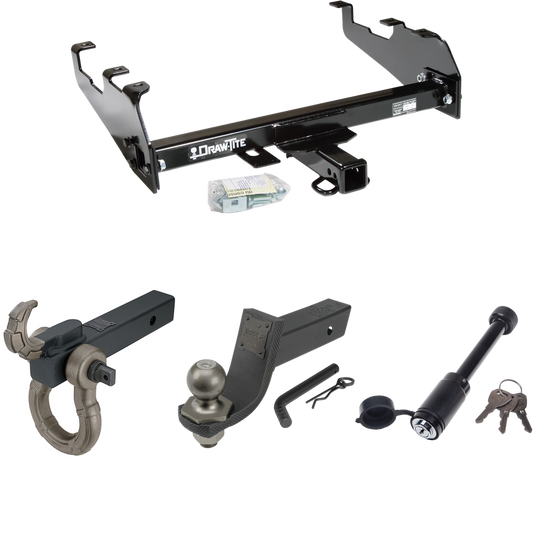 Fits 1967-1980 Dodge W200 Trailer Hitch Tow PKG + Interlock Tactical Starter Kit w/ 3-1/4" Drop & 2" Ball + Tactical Hook & Shackle Mount + Tactical Dogbone Lock (For w/Deep Drop Bumper Models) By Draw-Tite