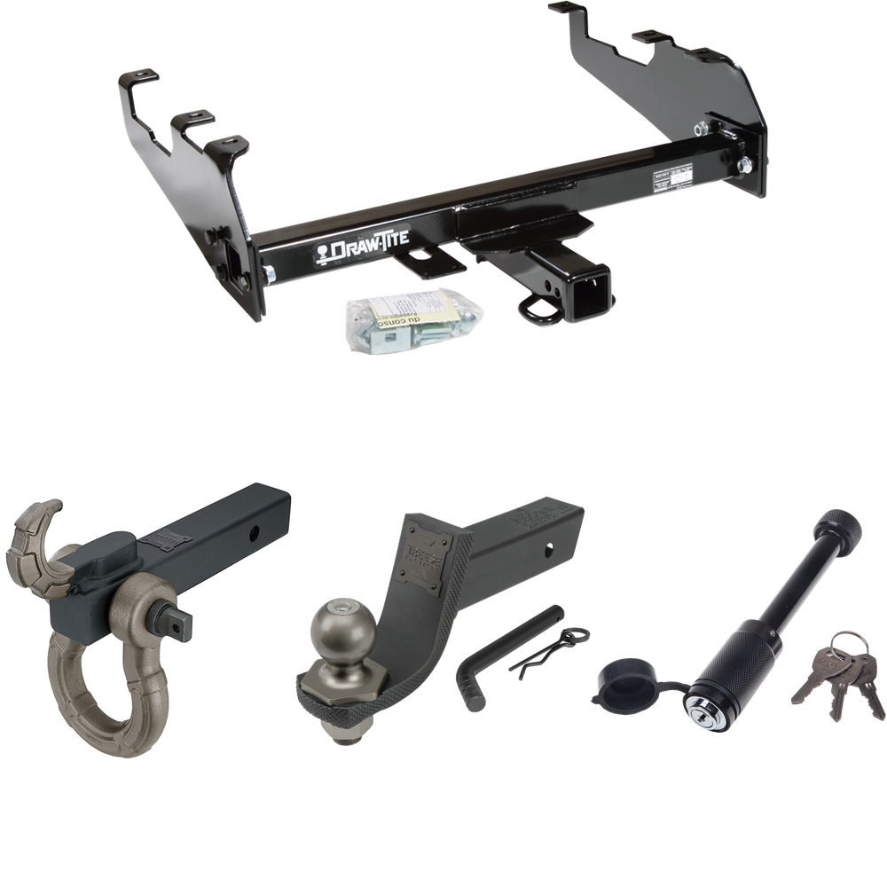 Fits 1979-1984 GMC C2500 Trailer Hitch Tow PKG + Interlock Tactical Starter Kit w/ 3-1/4" Drop & 2" Ball + Tactical Hook & Shackle Mount + Tactical Dogbone Lock (For w/Deep Drop Bumper Models) By Draw-Tite