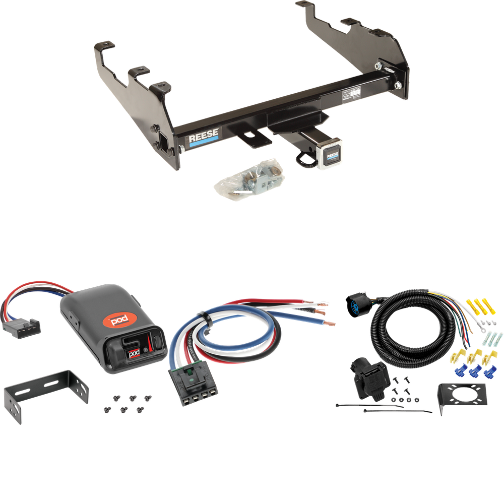 Fits 1967-1978 GMC C35 Trailer Hitch Tow PKG w/ Pro Series POD Brake Control + Generic BC Wiring Adapter + 7-Way RV Wiring (For w/Deep Drop Bumper Models) By Reese Towpower