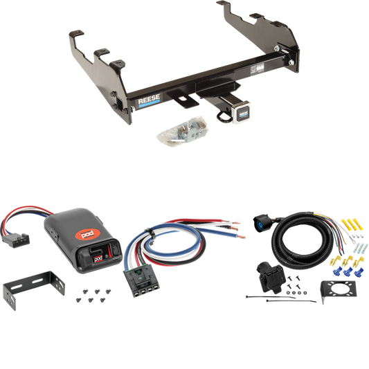 Fits 1967-1978 GMC C35 Trailer Hitch Tow PKG w/ Pro Series POD Brake Control + Generic BC Wiring Adapter + 7-Way RV Wiring (For w/Deep Drop Bumper Models) By Reese Towpower