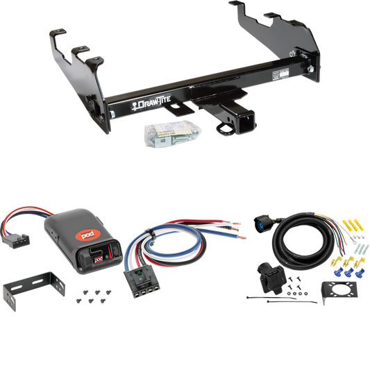 Fits 1963-1986 Chevrolet C10 Trailer Hitch Tow PKG w/ Pro Series POD Brake Control + Generic BC Wiring Adapter + 7-Way RV Wiring (For w/Deep Drop Bumper Models) By Draw-Tite