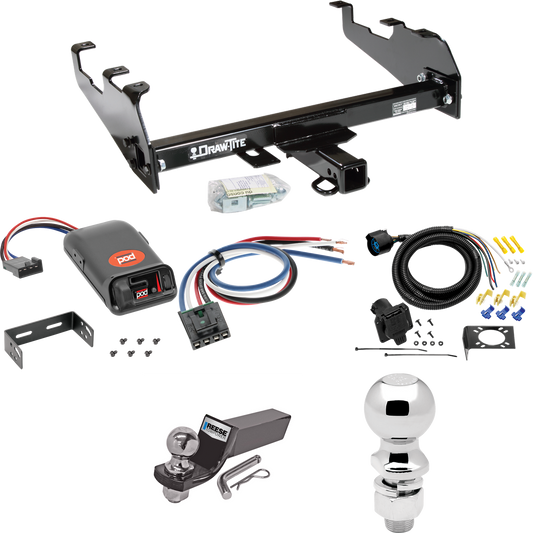 Fits 1967-1978 GMC C35 Trailer Hitch Tow PKG w/ Pro Series POD Brake Control + Generic BC Wiring Adapter + 7-Way RV Wiring + 2" & 2-5/16" Ball & Drop Mount (For w/Deep Drop Bumper Models) By Draw-Tite