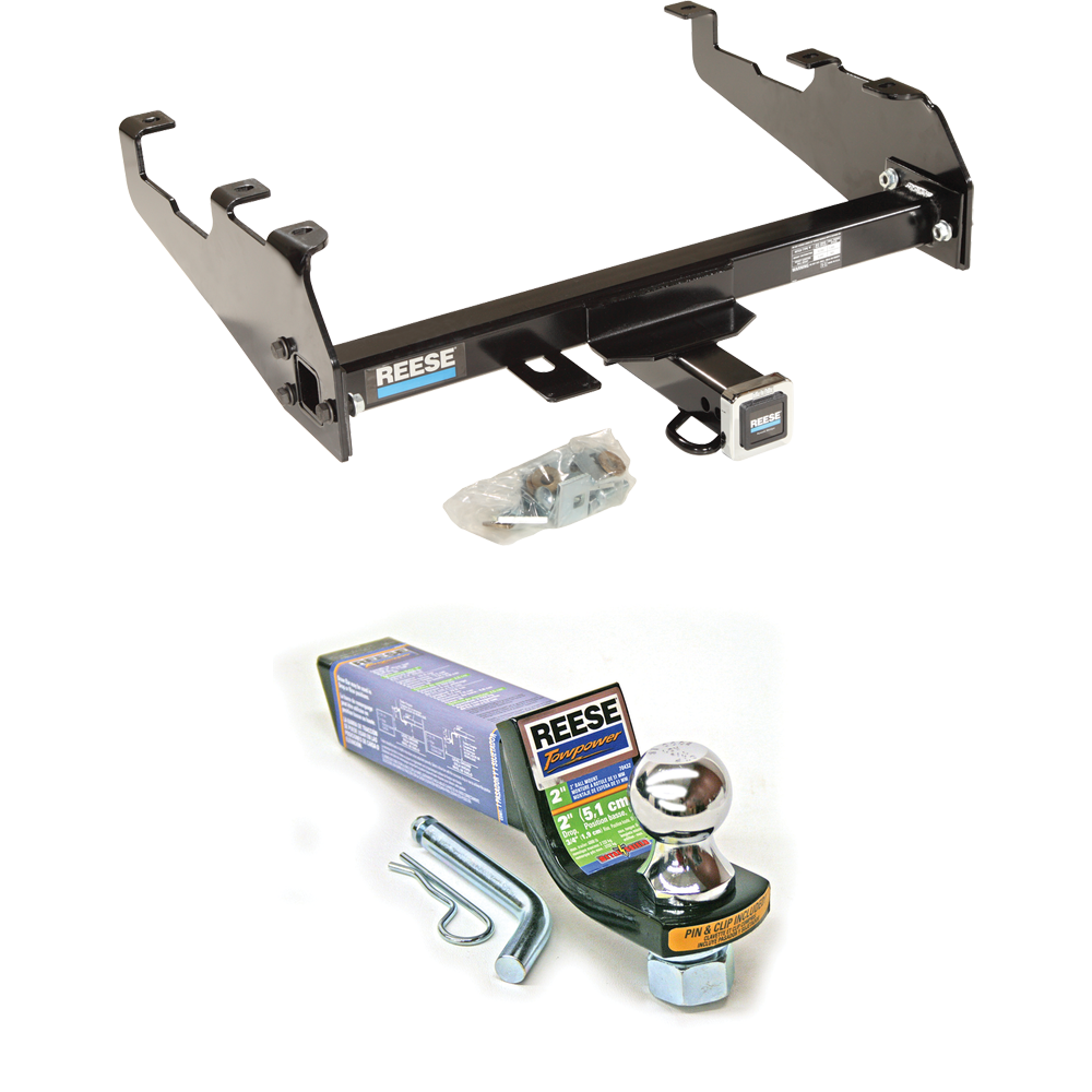 Fits 1986-1989 Dodge W100 Trailer Hitch Tow PKG w/ Starter Kit Ball Mount w/ 2" Drop & 1-7/8" Ball (For w/Deep Drop Bumper Models) By Reese Towpower