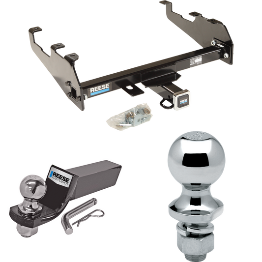 Fits 1981-1993 Dodge D350 Trailer Hitch Tow PKG w/ Starter Kit Ball Mount w/ 2" Drop & 2" Ball + 1-7/8" Ball (For w/Deep Drop Bumper Models) By Reese Towpower