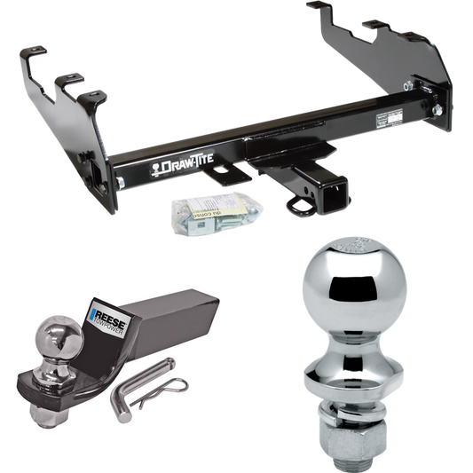 Fits 1963-1965 GMC 2500 Series Trailer Hitch Tow PKG w/ Starter Kit Ball Mount w/ 2" Drop & 2" Ball + 1-7/8" Ball (For w/Deep Drop Bumper Models) By Draw-Tite