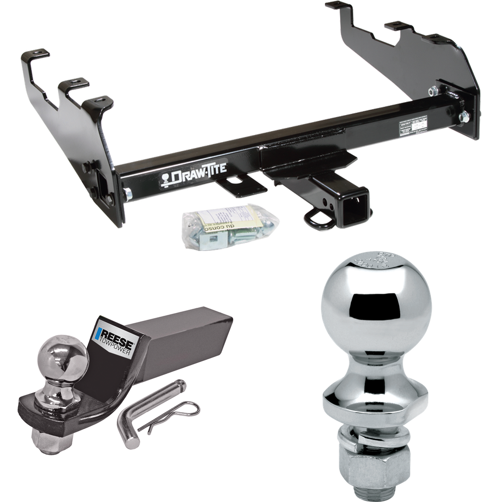 Fits 1967-1974 GMC K35 Trailer Hitch Tow PKG w/ Starter Kit Ball Mount w/ 2" Drop & 2" Ball + 1-7/8" Ball (For w/Deep Drop Bumper Models) By Draw-Tite