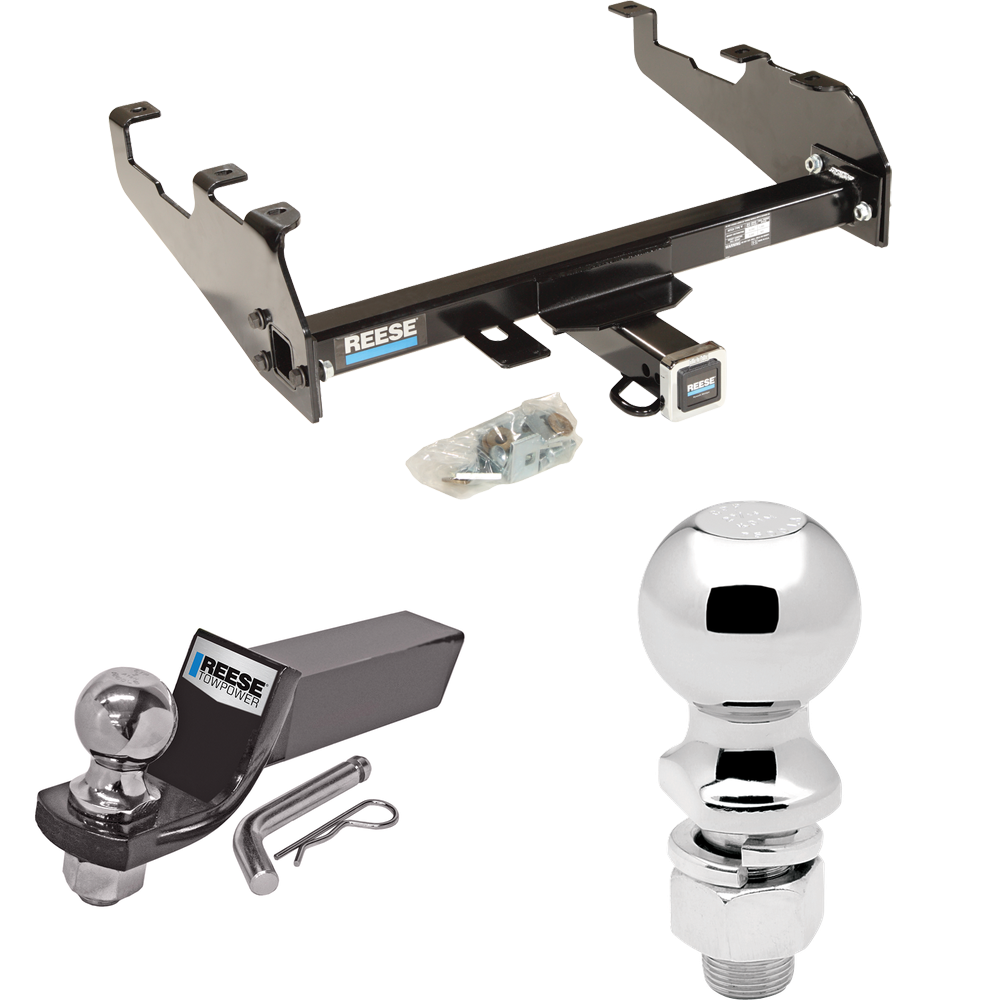 Fits 1967-1977 Dodge W100 Trailer Hitch Tow PKG w/ Starter Kit Ball Mount w/ 2" Drop & 2" Ball + 2-5/16" Ball (For w/Deep Drop Bumper Models) By Reese Towpower