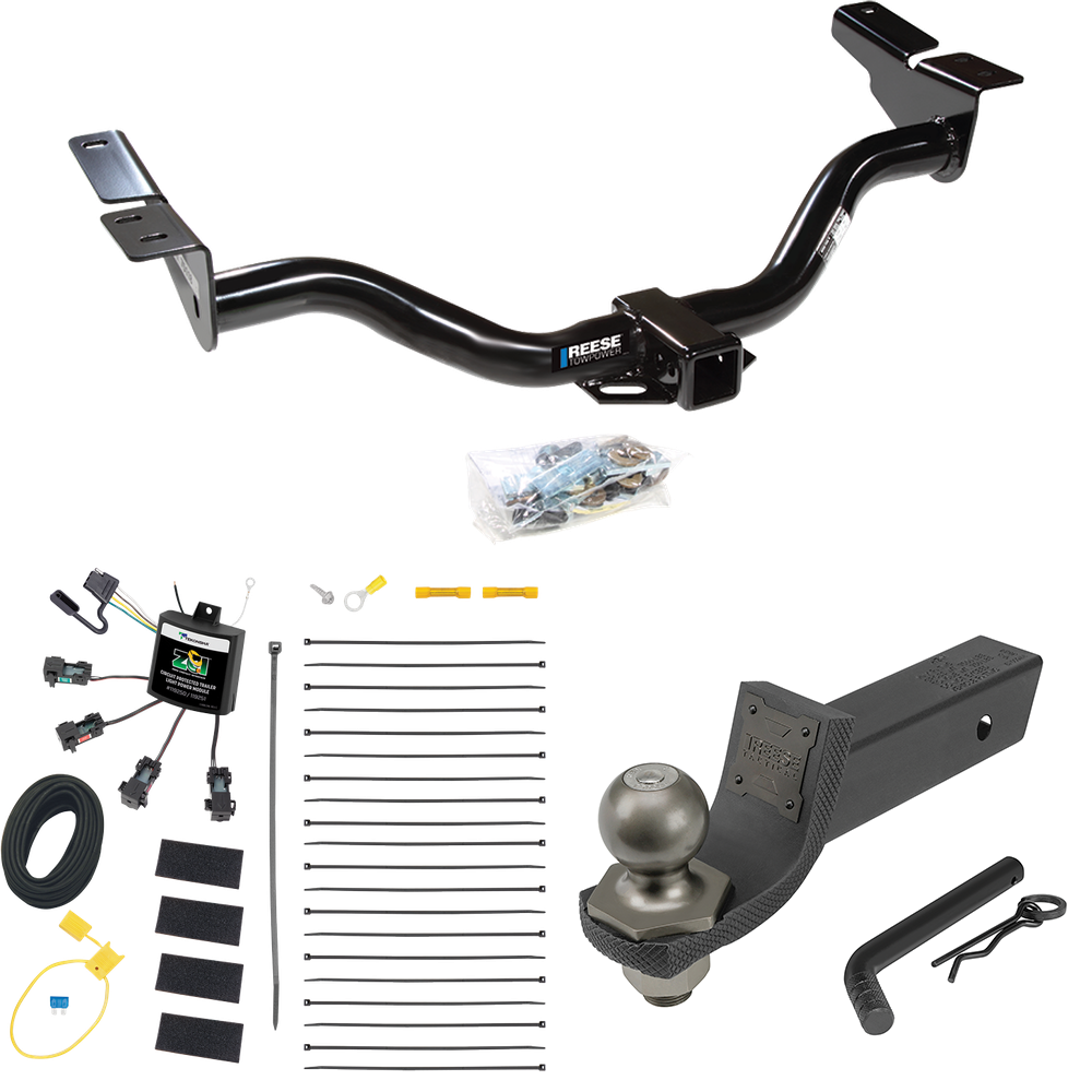 Fits 2004-2004 Ford Escape Trailer Hitch Tow PKG w/ 4-Flat Zero Contact "No Splice" Wiring + Interlock Tactical Starter Kit w/ 2" Drop & 2" Ball By Reese Towpower