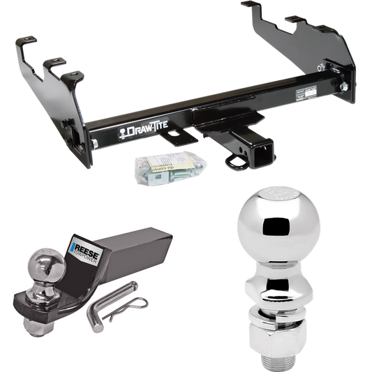 Fits 1988-1991 Chevrolet K3500 Trailer Hitch Tow PKG w/ Starter Kit Ball Mount w/ 2" Drop & 2" Ball + 2-5/16" Ball (For Crew Cab, w/Deep Drop Bumper Models) By Draw-Tite