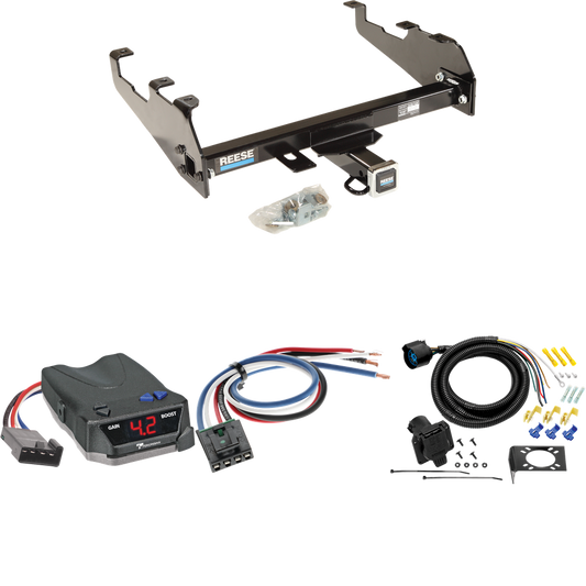 Fits 1994-1994 Dodge Ram 1500 Trailer Hitch Tow PKG w/ Tekonsha BRAKE-EVN Brake Control + Generic BC Wiring Adapter + 7-Way RV Wiring (For w/Deep Drop Bumper Models) By Reese Towpower