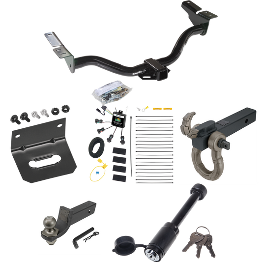 Fits 2004-2004 Ford Escape Trailer Hitch Tow PKG w/ 4-Flat Zero Contact "No Splice" Wiring + Interlock Tactical Starter Kit w/ 2" Drop & 2" Ball + Tactical Hook & Shackle Mount + Tactical Dogbone Lock + Wiring Bracket By Draw-Tite