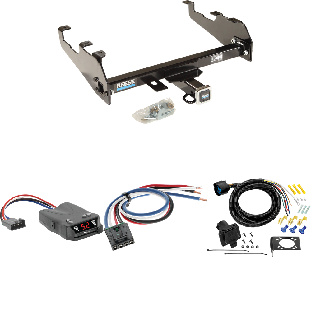 Fits 1967-1978 GMC C15 Trailer Hitch Tow PKG w/ Tekonsha Brakeman IV Brake Control + Generic BC Wiring Adapter + 7-Way RV Wiring (For w/Deep Drop Bumper Models) By Reese Towpower