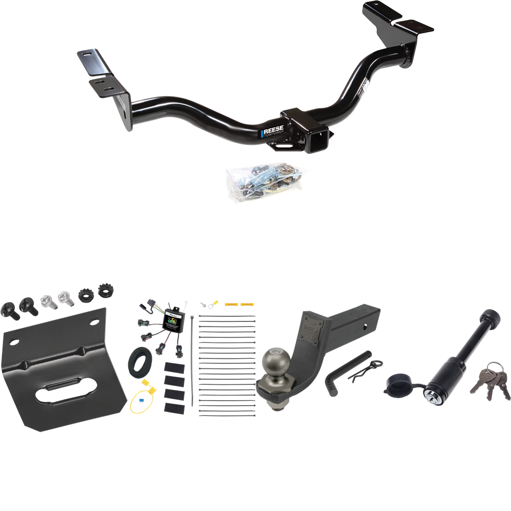 Fits 2004-2004 Mazda Tribute Trailer Hitch Tow PKG w/ 4-Flat Zero Contact "No Splice" Wiring + Interlock Tactical Starter Kit w/ 3-1/4" Drop & 2" Ball + Tactical Dogbone Lock + Wiring Bracket By Reese Towpower