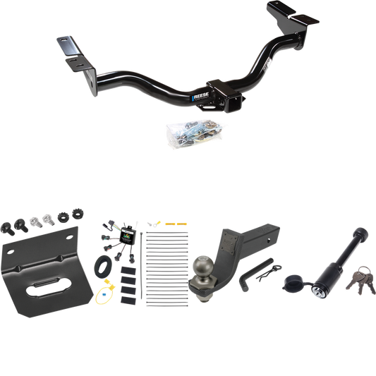 Fits 2004-2004 Mazda Tribute Trailer Hitch Tow PKG w/ 4-Flat Zero Contact "No Splice" Wiring + Interlock Tactical Starter Kit w/ 3-1/4" Drop & 2" Ball + Tactical Dogbone Lock + Wiring Bracket By Reese Towpower