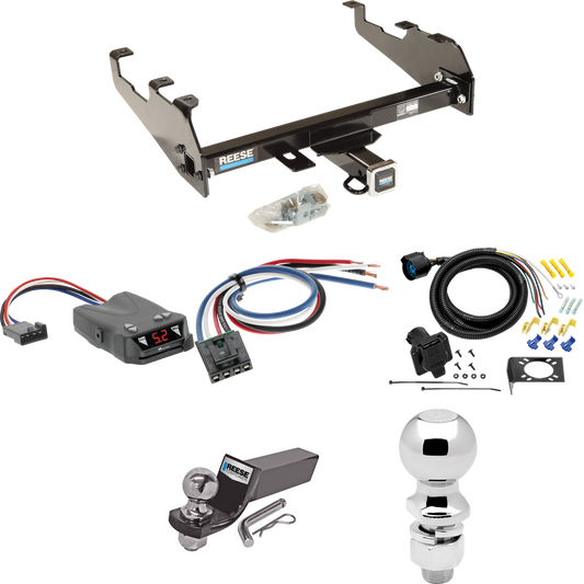 Fits 1967-1978 GMC K15 Trailer Hitch Tow PKG w/ Tekonsha Brakeman IV Brake Control + Generic BC Wiring Adapter + 7-Way RV Wiring + 2" & 2-5/16" Ball & Drop Mount (For w/Deep Drop Bumper Models) By Reese Towpower