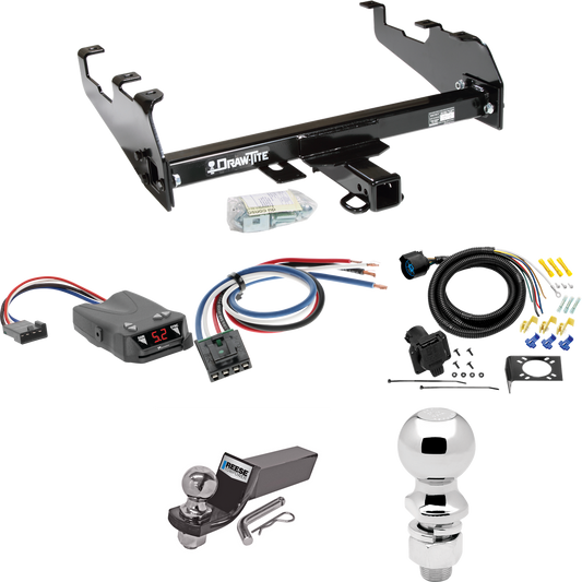 Fits 1963-1986 Chevrolet K20 Trailer Hitch Tow PKG w/ Tekonsha Brakeman IV Brake Control + Generic BC Wiring Adapter + 7-Way RV Wiring + 2" & 2-5/16" Ball & Drop Mount (For w/Deep Drop Bumper Models) By Draw-Tite