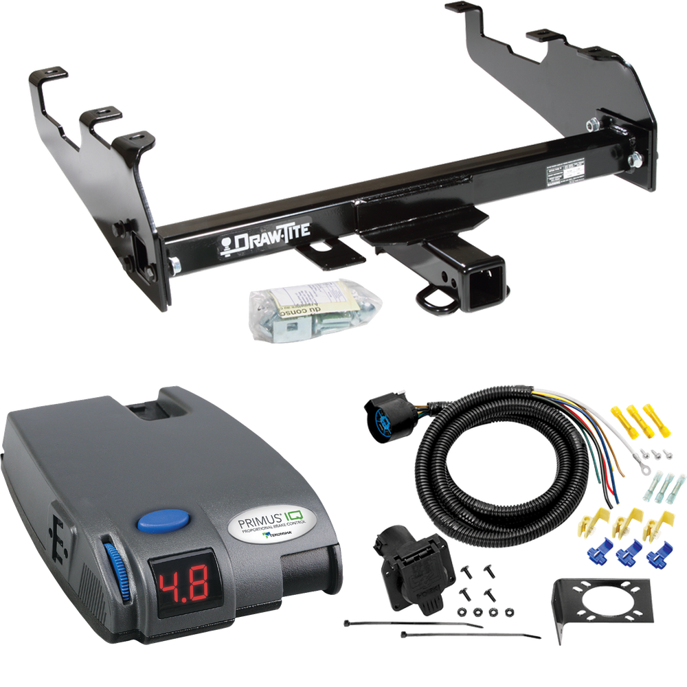 Fits 1980-1986 Ford F-150 Trailer Hitch Tow PKG w/ Tekonsha Primus IQ Brake Control + 7-Way RV Wiring (For w/Deep Drop Bumper, Except w/Custom Fascia Models) By Draw-Tite