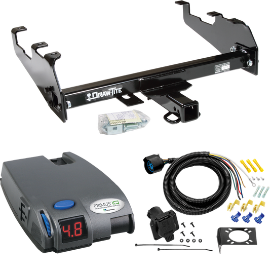 Fits 1980-1986 Ford F-150 Trailer Hitch Tow PKG w/ Tekonsha Primus IQ Brake Control + 7-Way RV Wiring (For w/Deep Drop Bumper, Except w/Custom Fascia Models) By Draw-Tite