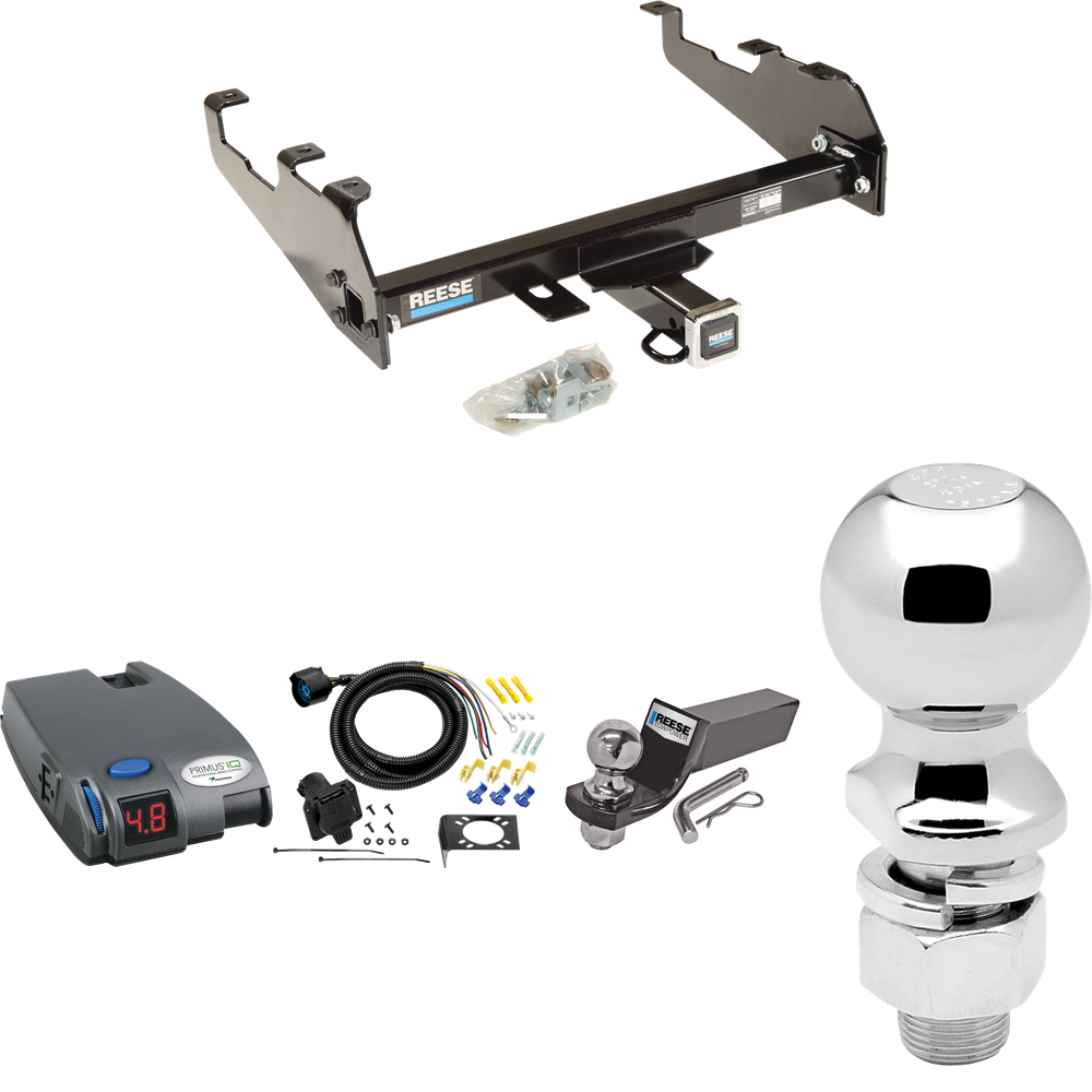 Fits 1977-1978 GMC K35 Trailer Hitch Tow PKG w/ Tekonsha Primus IQ Brake Control + 7-Way RV Wiring + 2" & 2-5/16" Ball & Drop Mount (For w/Deep Drop Bumper Models) By Reese Towpower