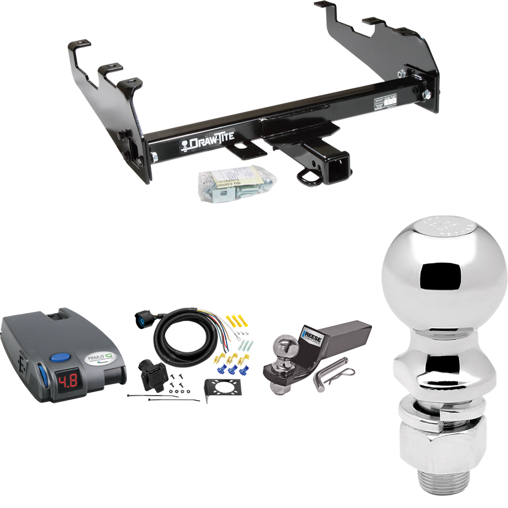 Fits 1988-1991 Chevrolet C3500 Trailer Hitch Tow PKG w/ Tekonsha Primus IQ Brake Control + 7-Way RV Wiring + 2" & 2-5/16" Ball & Drop Mount (For Crew Cab, w/Deep Drop Bumper Models) By Draw-Tite