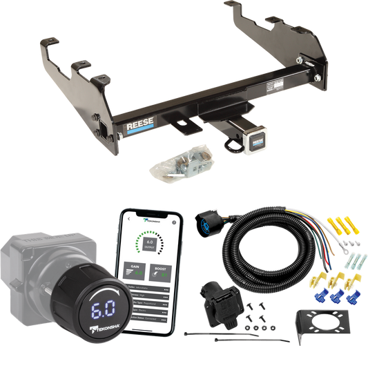 Fits 1980-1986 Ford F-150 Trailer Hitch Tow PKG w/ Tekonsha Prodigy iD Bluetooth Wireless Brake Control + 7-Way RV Wiring (For w/Deep Drop Bumper, Except w/Custom Fascia Models) By Reese Towpower