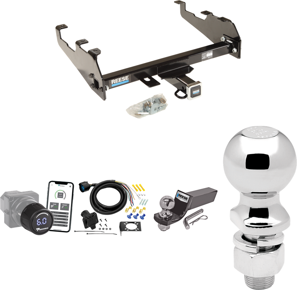 Fits 1994-1994 Dodge Ram 3500 Trailer Hitch Tow PKG w/ Tekonsha Prodigy iD Bluetooth Wireless Brake Control + 7-Way RV Wiring + 2" & 2-5/16" Ball & Drop Mount (For w/Deep Drop Bumper Models) By Reese Towpower