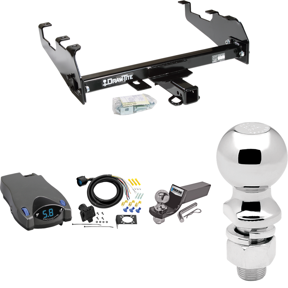 Fits 1967-1978 GMC C25 Trailer Hitch Tow PKG w/ Tekonsha Prodigy P2 Brake Control + 7-Way RV Wiring + 2" & 2-5/16" Ball & Drop Mount (For w/Deep Drop Bumper Models) By Draw-Tite