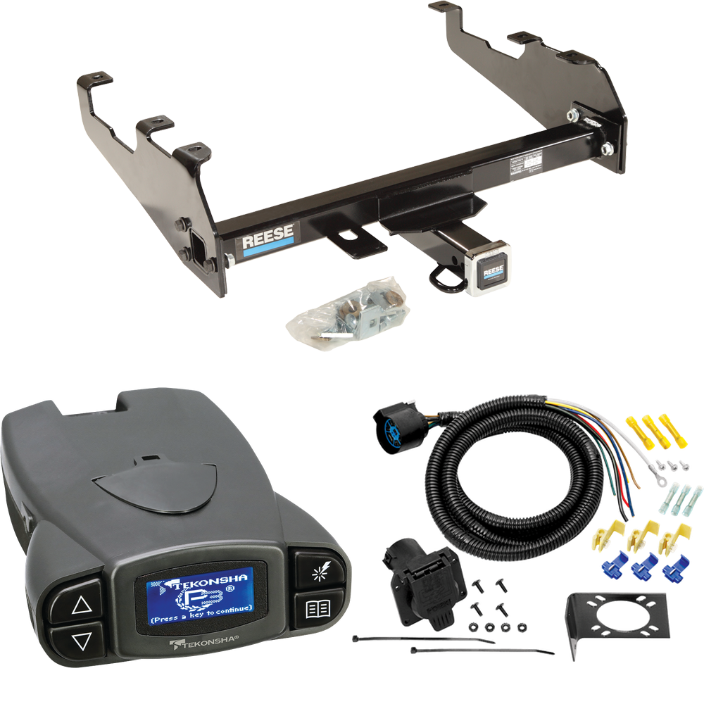 Fits 1963-1986 Chevrolet C20 Trailer Hitch Tow PKG w/ Tekonsha Prodigy P3 Brake Control + 7-Way RV Wiring (For w/Deep Drop Bumper Models) By Reese Towpower