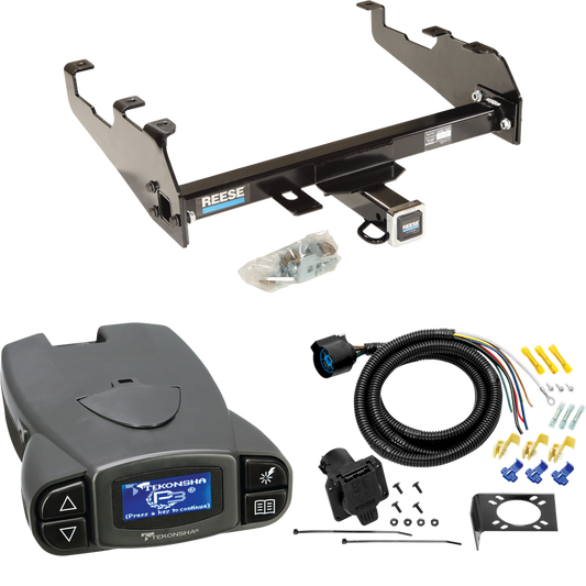 Fits 1963-1986 Chevrolet C20 Trailer Hitch Tow PKG w/ Tekonsha Prodigy P3 Brake Control + 7-Way RV Wiring (For w/Deep Drop Bumper Models) By Reese Towpower