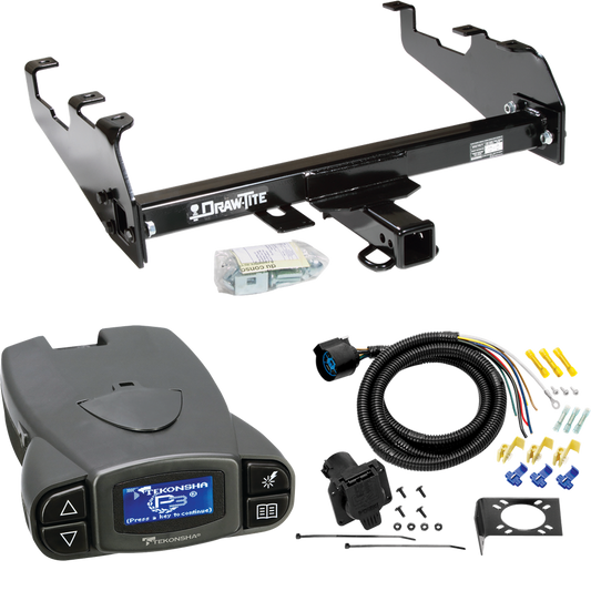 Fits 1980-1986 Ford F-250 Trailer Hitch Tow PKG w/ Tekonsha Prodigy P3 Brake Control + 7-Way RV Wiring (For w/Deep Drop Bumper, Except w/Custom Fascia Models) By Draw-Tite