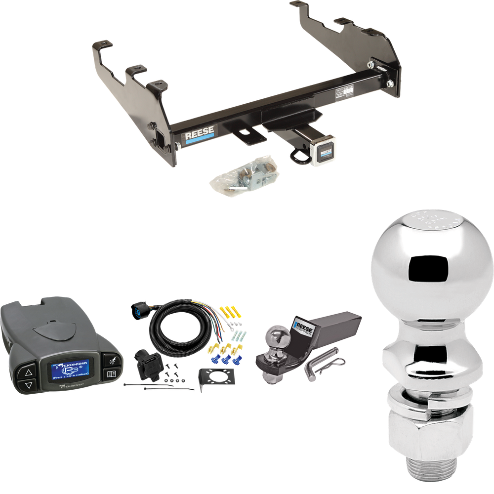 Fits 1988-1991 GMC C2500 Trailer Hitch Tow PKG w/ Tekonsha Prodigy P3 Brake Control + 7-Way RV Wiring + 2" & 2-5/16" Ball & Drop Mount (For Crew Cab, w/Deep Drop Bumper Models) By Reese Towpower