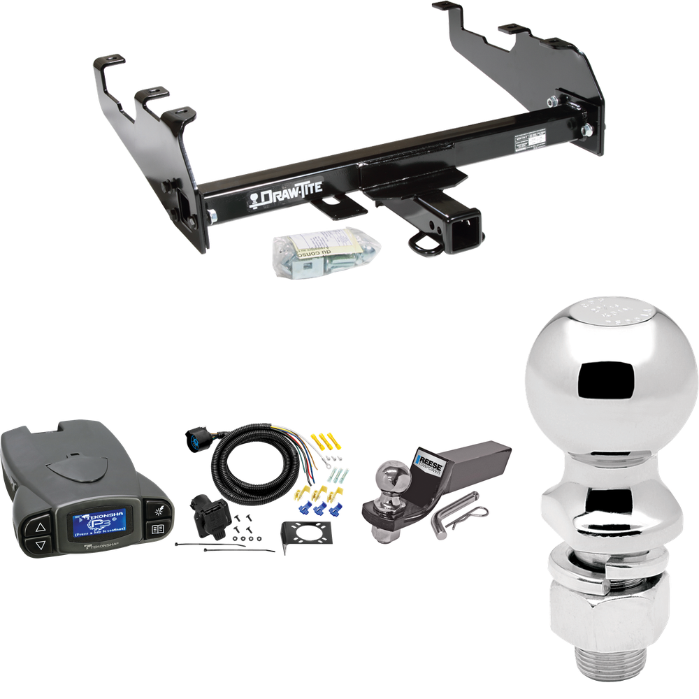 Fits 1988-1991 Chevrolet K2500 Trailer Hitch Tow PKG w/ Tekonsha Prodigy P3 Brake Control + 7-Way RV Wiring + 2" & 2-5/16" Ball & Drop Mount (For Crew Cab, w/Deep Drop Bumper Models) By Draw-Tite