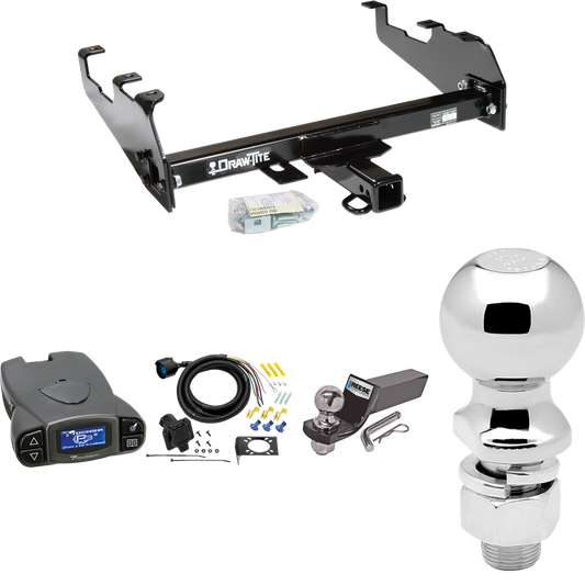 Fits 1988-1991 Chevrolet K2500 Trailer Hitch Tow PKG w/ Tekonsha Prodigy P3 Brake Control + 7-Way RV Wiring + 2" & 2-5/16" Ball & Drop Mount (For Crew Cab, w/Deep Drop Bumper Models) By Draw-Tite