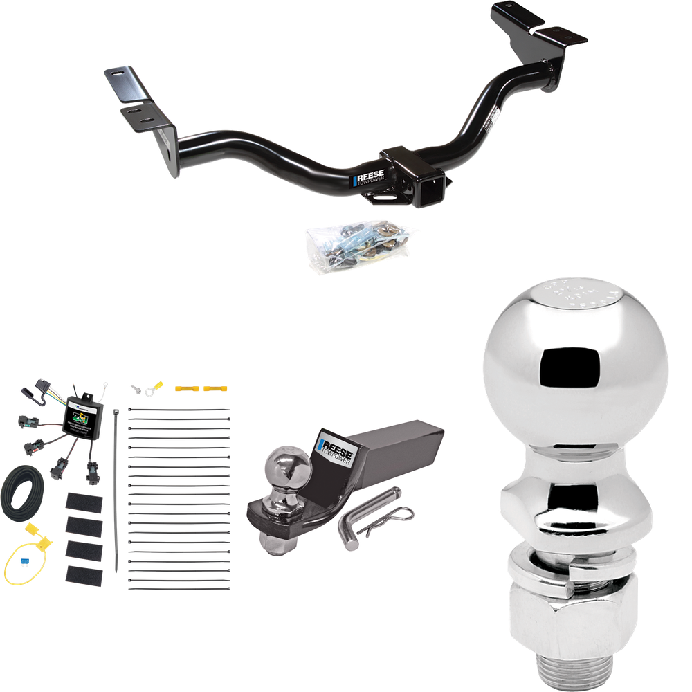 Fits 2004-2004 Ford Escape Trailer Hitch Tow PKG w/ 4-Flat Zero Contact "No Splice" Wiring + Starter Kit Ball Mount w/ 2" Drop & 2" Ball + 2-5/16" Ball By Reese Towpower