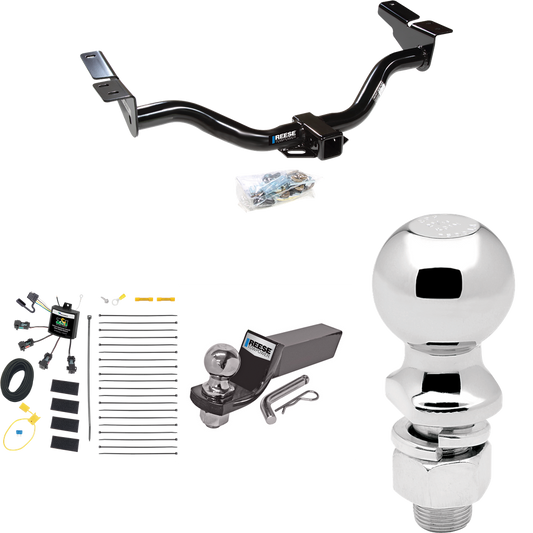 Fits 2004-2004 Ford Escape Trailer Hitch Tow PKG w/ 4-Flat Zero Contact "No Splice" Wiring + Starter Kit Ball Mount w/ 2" Drop & 2" Ball + 2-5/16" Ball By Reese Towpower