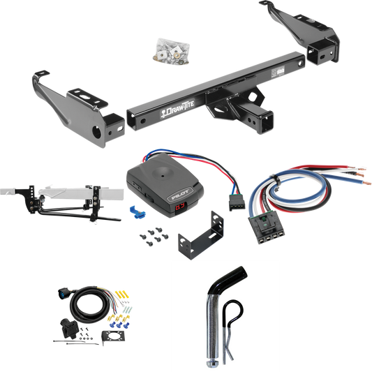 Fits 1994-1994 Dodge Ram 1500 Trailer Hitch Tow PKG w/ 11.5K Round Bar Weight Distribution Hitch w/ 2-5/16" Ball + Pin/Clip + Pro Series Pilot Brake Control + Generic BC Wiring Adapter + 7-Way RV Wiring By Draw-Tite